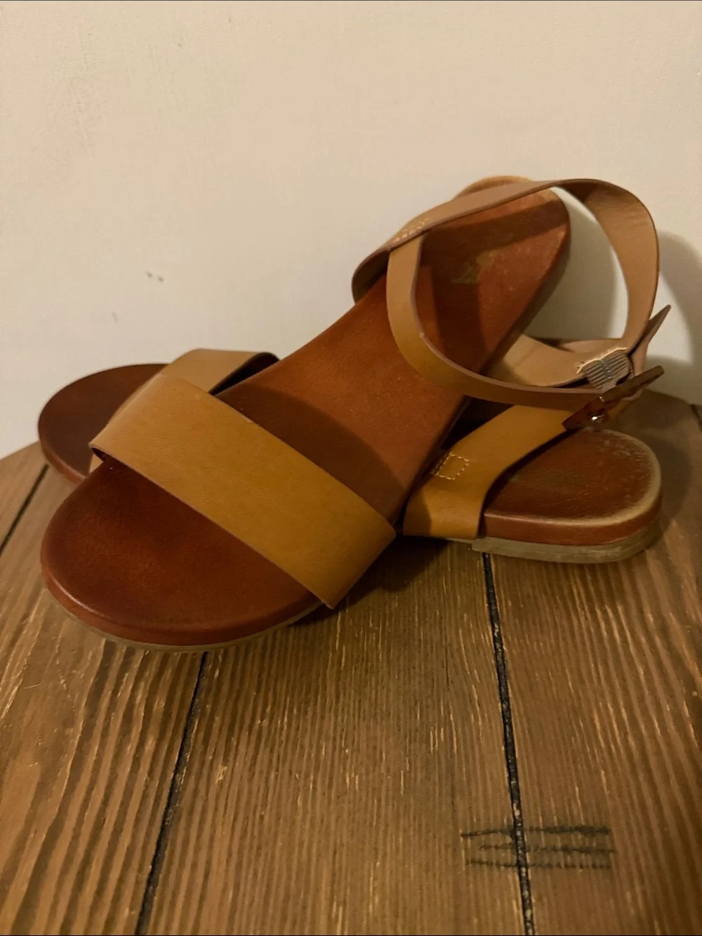 MIA Tan Strap Open-Toe Flat Sandals